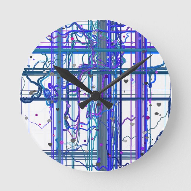 Reloj de pared con patrón de murales florales abst (Anverso)