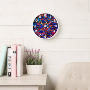 Reloj de pared con patrón de remolino de paisley c