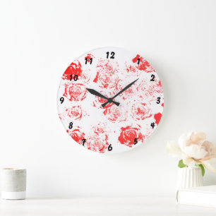 Reloj de pared con patrón de rosa hecho a mano