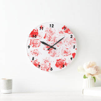 Reloj de pared con patrón de rosa hecho a mano