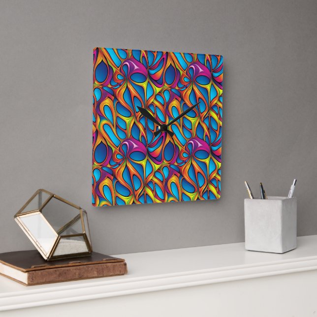 Reloj de pared con patrón digital geométrico abstr (Oficina)