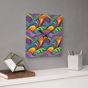 Reloj de pared con patrón geométrico abstracto 34