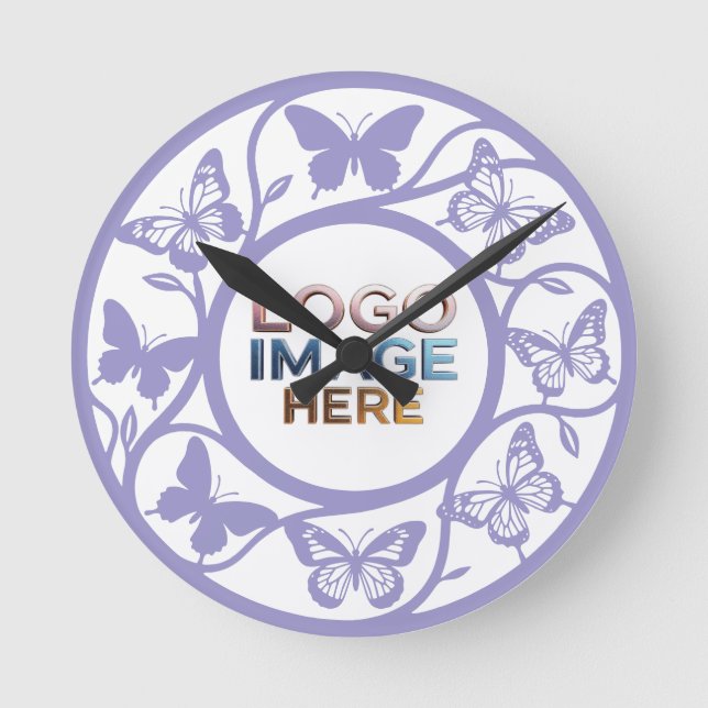 Reloj de pared con patrón personalizado de maripos (Anverso)