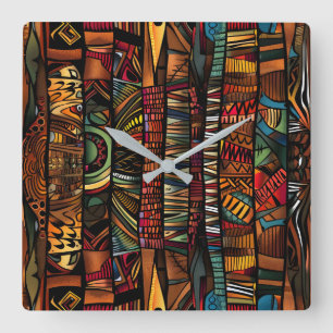 Reloj de pared con patrón tribal africano