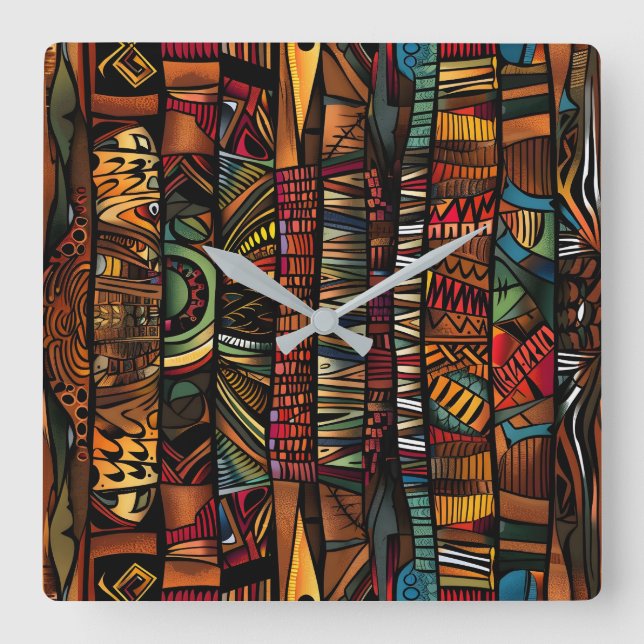 Reloj de pared con patrón tribal africano (Anverso)