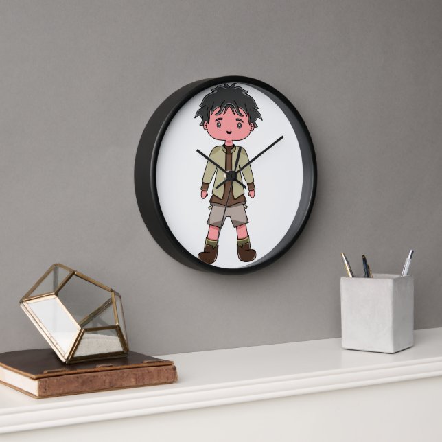 Reloj de pared con personaje de ilustración de dib (Oficina)