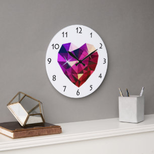 Reloj de pared con piedra preciosa en forma de cor