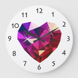 Reloj de pared con piedra preciosa en forma de cor