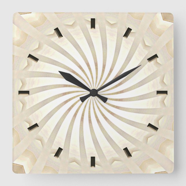 Reloj de pared con remolino de crema beige (Anverso)