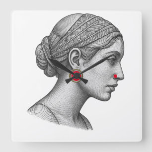 Reloj de pared con retrato de mujer elegante con a