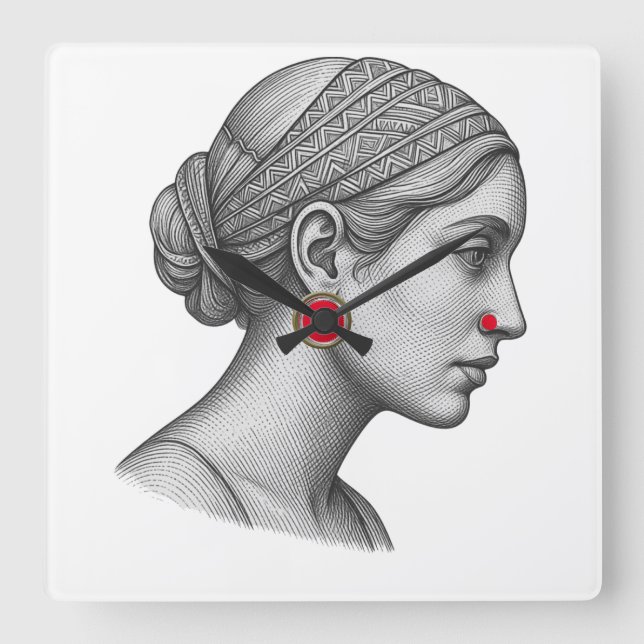 Reloj de pared con retrato de mujer elegante con a (Anverso)