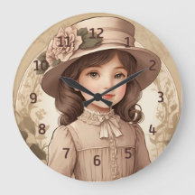Reloj de Pared con Retrato de Niña Victoriana Vint