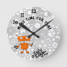 Reloj de pared con robot Naranja