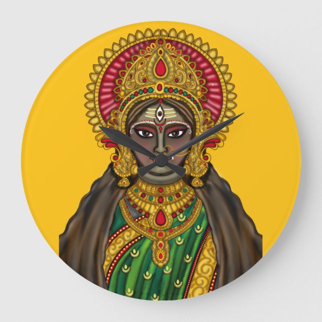 Reloj de pared con rostro de diosa Kali (Anverso)