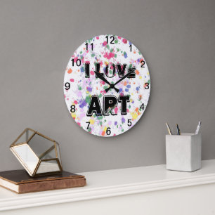 Reloj de pared con salpicaduras de pintura de arte