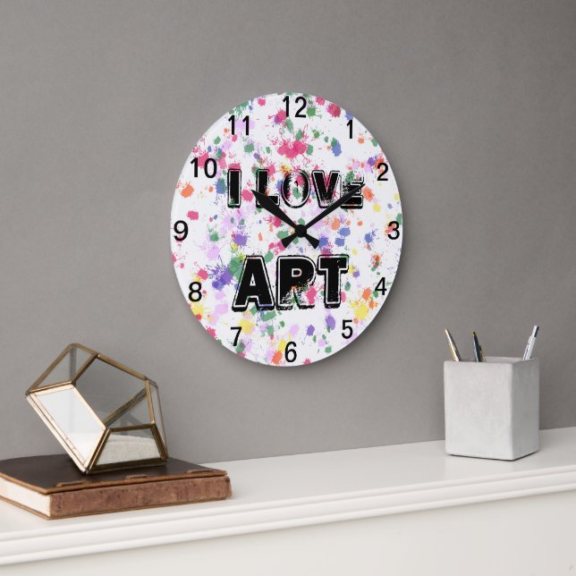 Reloj de pared con salpicaduras de pintura de arte (Oficina)