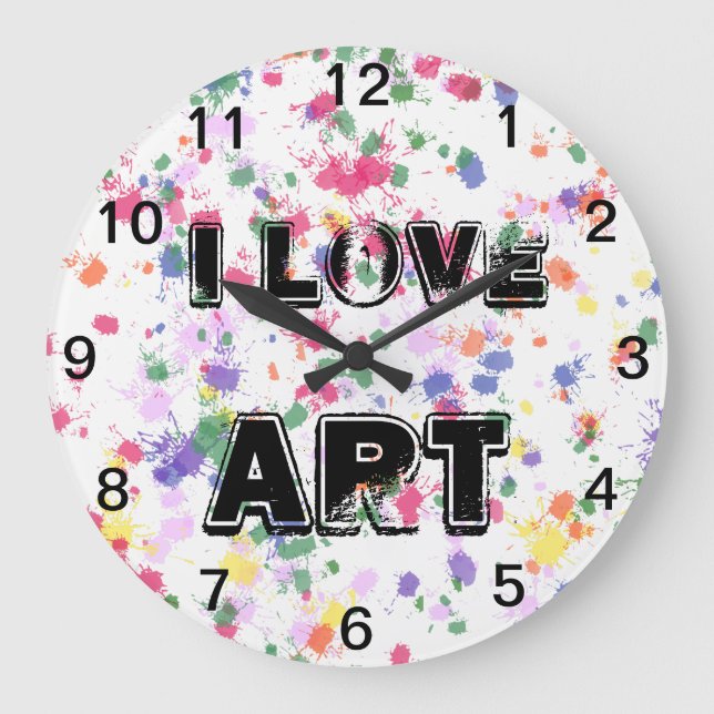 Reloj de pared con salpicaduras de pintura de arte (Anverso)