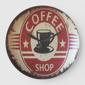 Reloj de pared con señal de café con rojo, negro