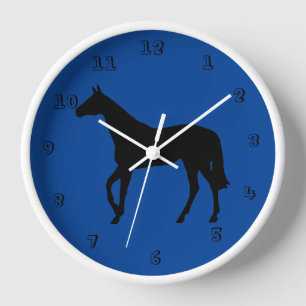 Reloj de pared con silueta de caballo pura sangre