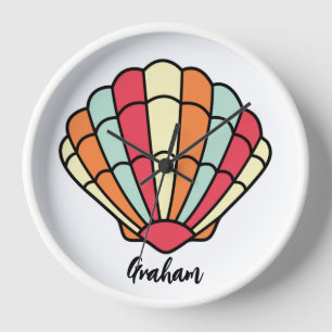 Reloj de pared con tema de conchas de mar personal