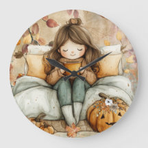 Reloj de pared con tema de otoño, cálido y acogedo