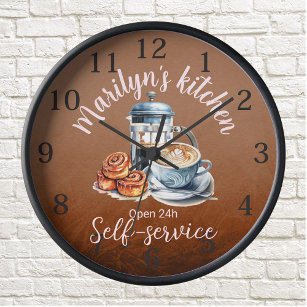 Reloj de pared con temática de café