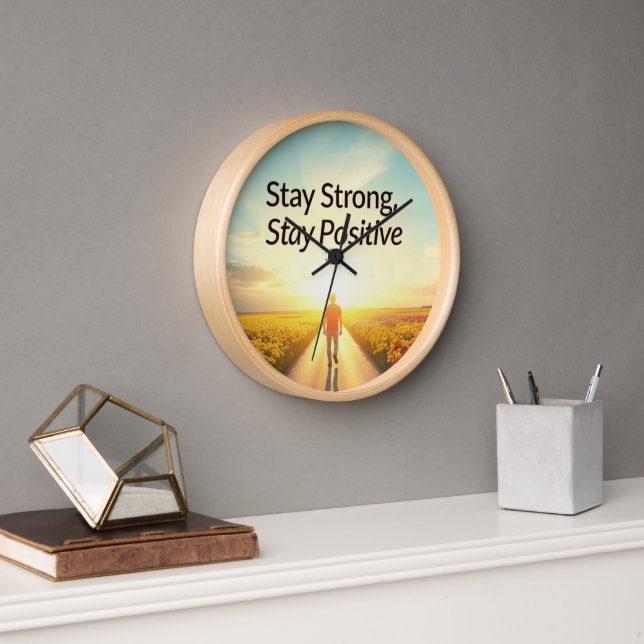 Reloj de pared con un diseño positivo "Mantente fu (Oficina)