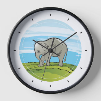 Reloj de pared con un ilustracion de elefante de b