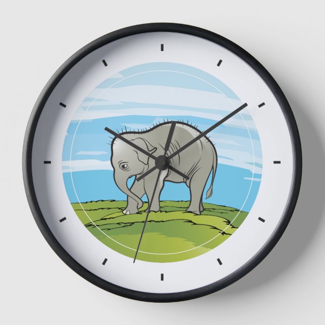 Reloj de pared con un ilustracion de elefante de b (Anverso)