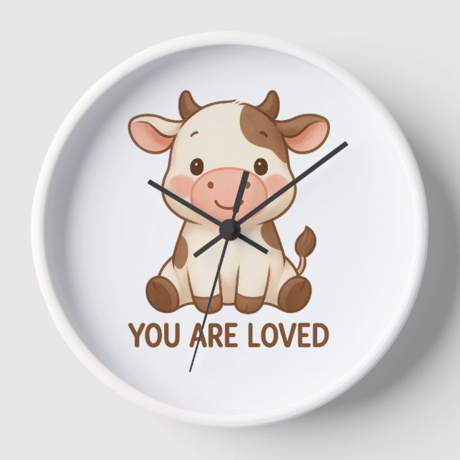 Reloj de pared con vaquita kawaii y frase "You Are (Anverso)