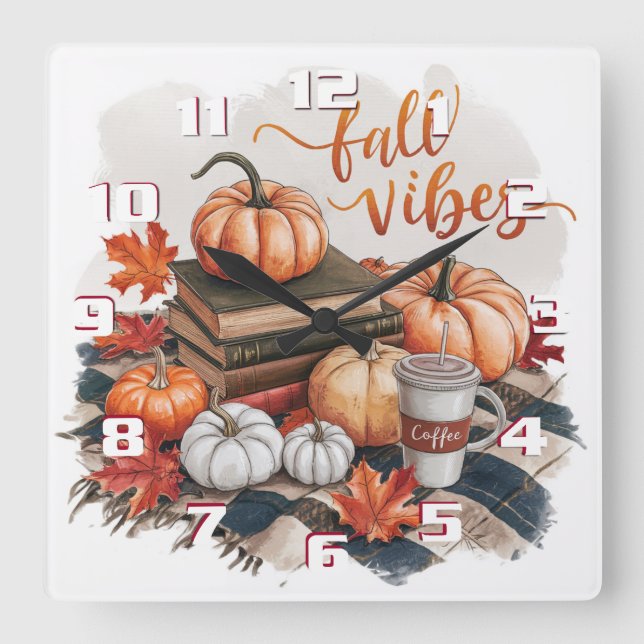 Reloj de pared con vibraciones de otoño acogedor y (Anverso)