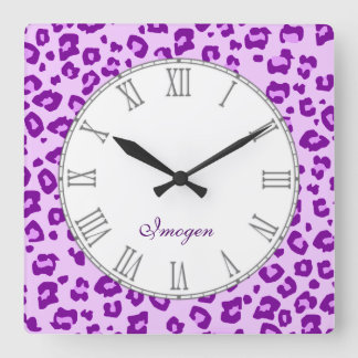 Reloj de pared conocido púrpura del estampado de