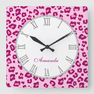Reloj de pared conocido rosado del estampado de
