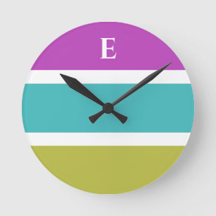 Reloj de pared contemporáneo de banda azul verde m