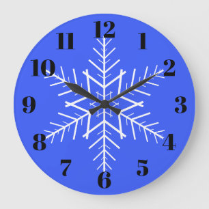 Reloj de pared copo de nieve en azul