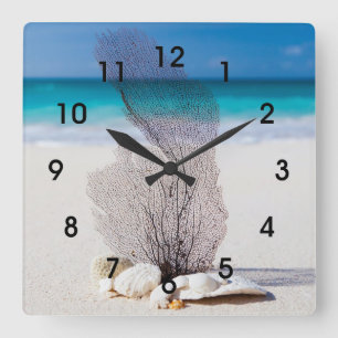 Reloj de pared coralino tropical de la playa