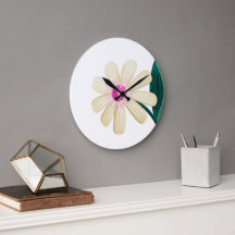 Reloj de pared costera de flores botánicas