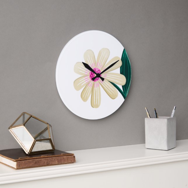 Reloj de pared costera de flores botánicas (Oficina)