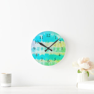 Reloj de pared costero de Shibori Tie Dye Beach