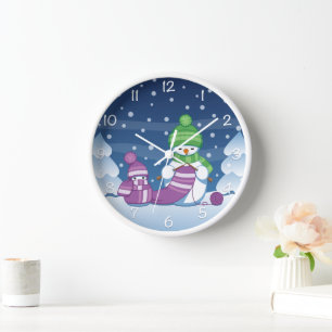 Reloj De Pared Crafty Snowman Knitus Scarf
