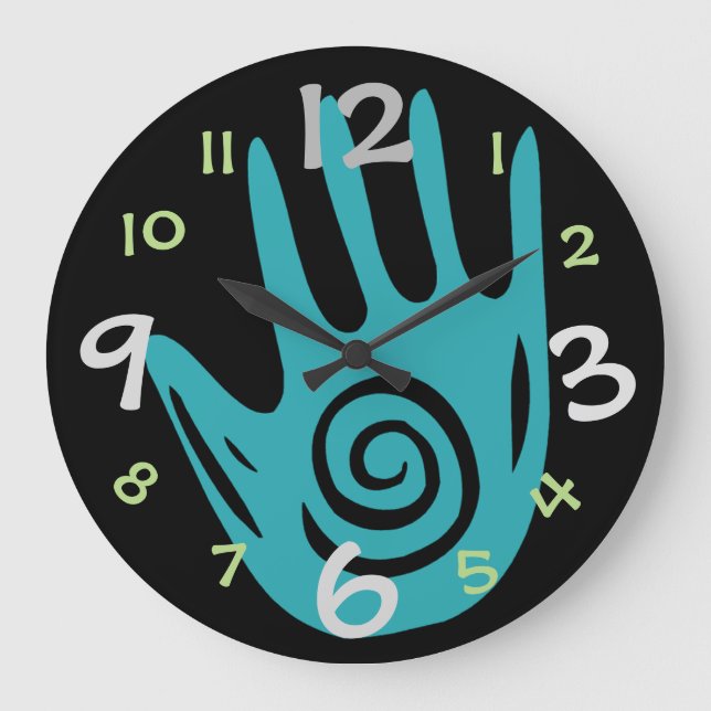 Reloj de pared creativo de la mano para el sitio (Anverso)