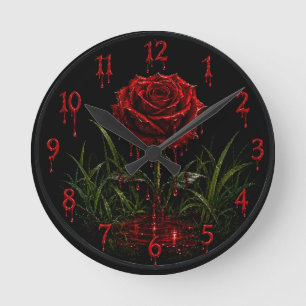Reloj de pared Crimson Rose Gothic Blood Drip –