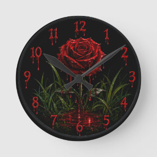 Reloj de pared Crimson Rose Gothic Blood Drip –