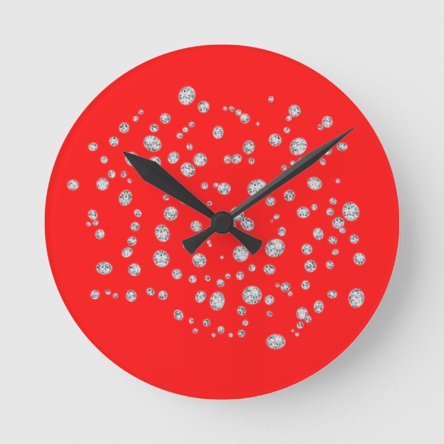 Reloj de pared cristalino rojo fluorescente (Anverso)