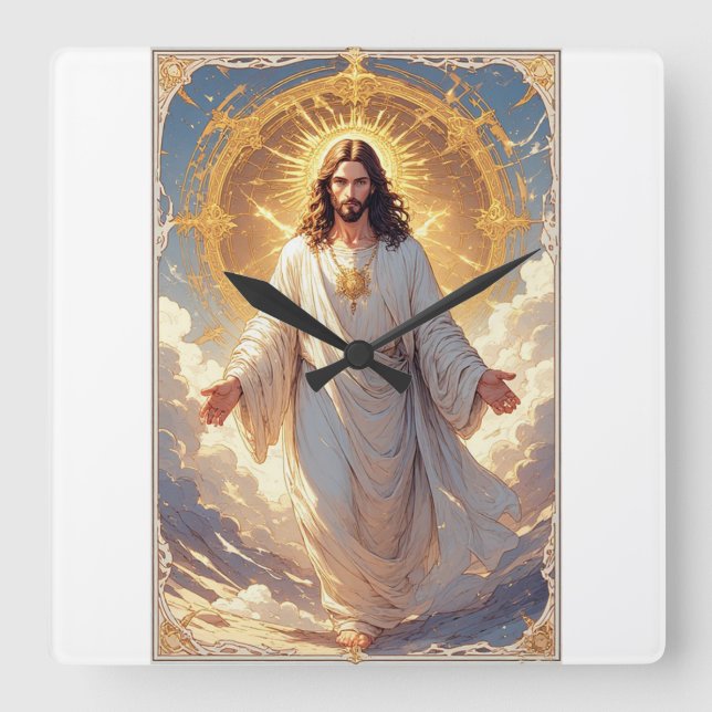 Reloj de pared cristiano de Jesús Ascendido (Anverso)