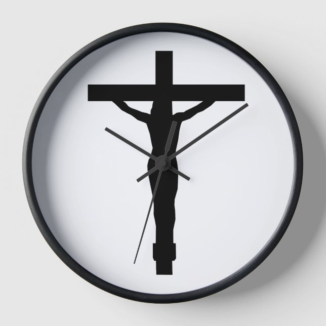 Reloj de pared cristiano - Diseño crucifijo (Anverso)