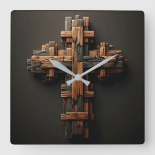 Reloj de pared cruzado de madera