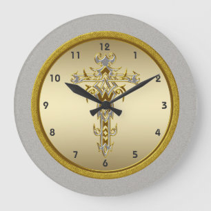 Reloj de pared cruzado religioso