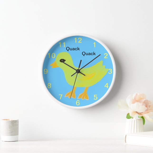 Reloj De Pared Cuack Quack Rubber amarillo Ducky Kids Wall Clock (Hogar)