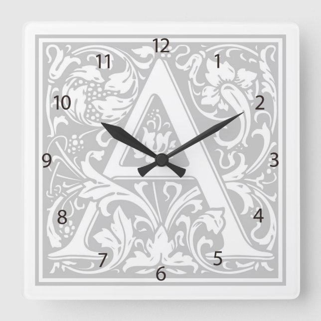 Reloj de pared cuadrado "A" de William Morris Alph (Anverso)